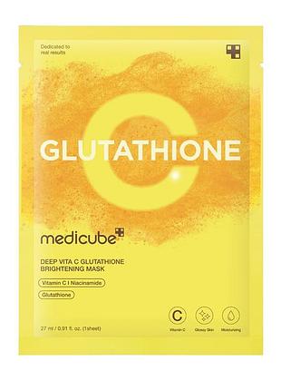 Осветляющая тканевая маска medicube deep vita c glutathione brightening mask 27 мл с витамином с