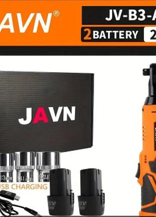 Гайковерт аккумуляторный javn | 2.0ah, 2 батареи + насадки в комплекте