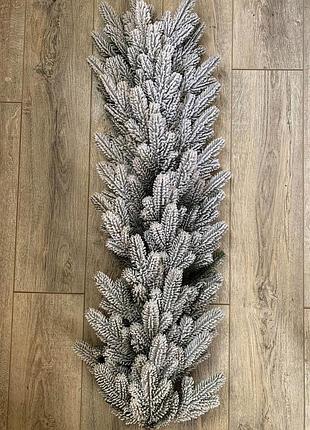 Хвойна гірлянда елітна засніжена 3.0м зелена для декору інтер'єру та екстер'єру новорічна прикраса dm-11