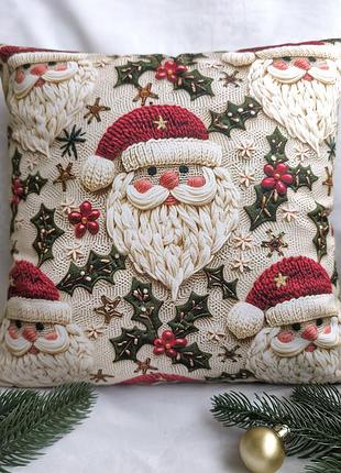 Новогодняя наволочка 40*40 санты,бежевые наволочки, детские наволочки