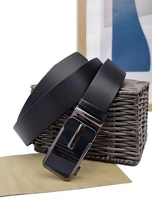 Мужской кожаный ремень автомат черный арт.02-37-00-43 "кремень" (україна)