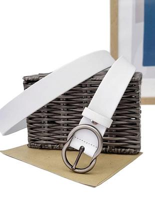 Кожаный ремень женский белый арт.05-30-00-280 "кремень" (україна)