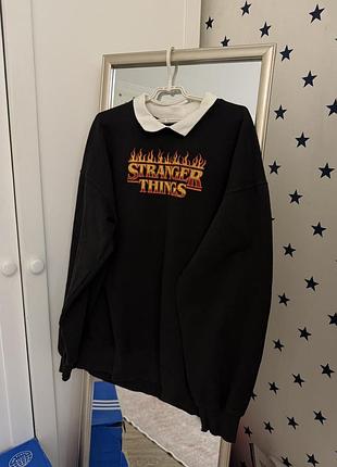 Світшот чорний кофта stranger things,кофта з логотипом дивні дива,очень странные дела,худі,кофта,з серіалу,джемпер