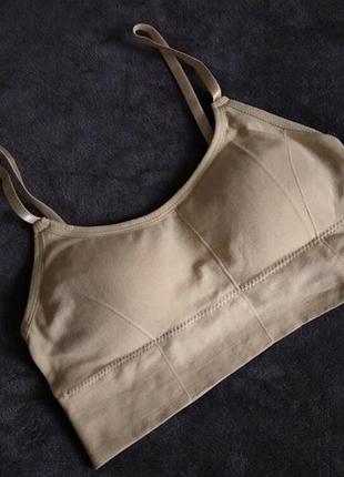 Новий бежевий безшовний топ на поролоні, жіноча білизна бюстгальтер, сток
