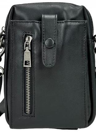 Небольшая мужская кожаная сумка tiding bag черная