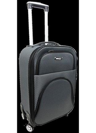 Маленька тканева валіза на колесах 42l gedox сріблястий в клітинку