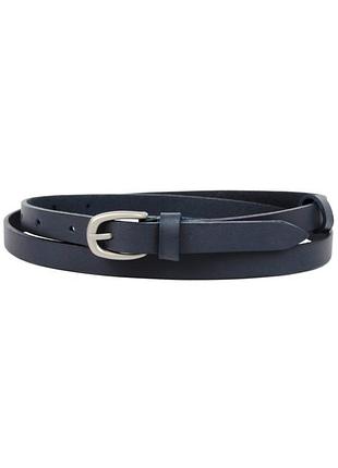 Узкий женский кожаный ремень skipper, украина 1,5 см темно-синий