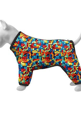 Ветровка для собак waudog clothes, рисунок "блоки", l50, в 70-74 см, с 47-50 см