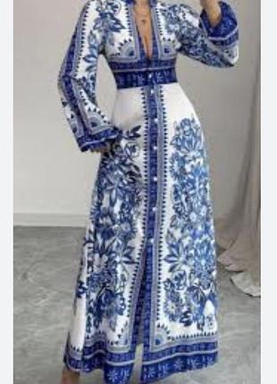 Красивое на пуговицах с объемными рукавами платье 👗