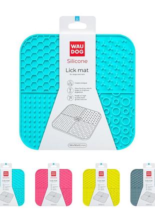 Килимок для злизування waudog silicone, 190х190х10 мм, блакитний