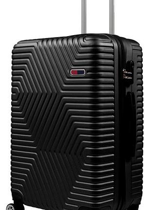 Средний пластиковый чемодан на колесах 70l gd polo черный