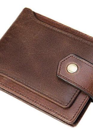 Портмоне в два сложения на кнопке 20241 vintage коричневое средние den 20