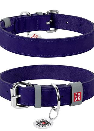 Ошейник для собак кожаный waudog classic, ш 20 мм, дл 30-39 см фиолетовый