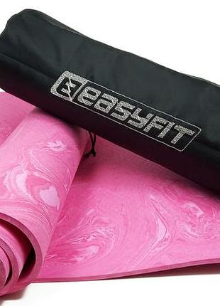 Килимок для йоги та фітнеса easyfit per premium mat 8 мм + чохол рожевий