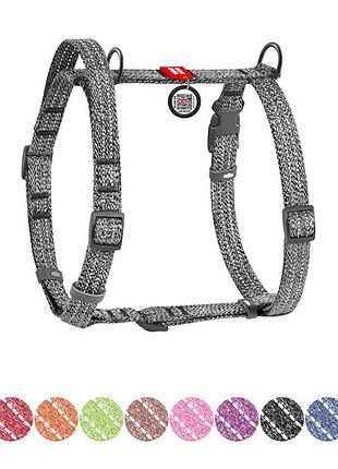 Шлея для собак с ручкойз восстановленного хлопка анатомическая н-образная waudog re-cotton с qr паспортом, светоотражающая,
