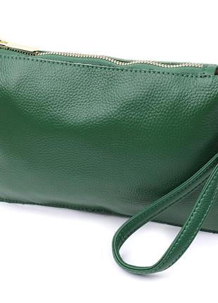Оригинальная женская сумка-клатч с двумя ремнями из натуральной кожи vintage 22647 зеленая маленькие den 20