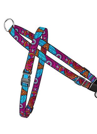 Шлея для собак быстросъемная waudog nylon с qr паспортом, рисунок "лето", пластиковый фастекс, ш 15 мм, а 40-55 см, в 45-60 см