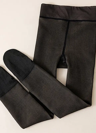 Теплые колготы на флиссе детские черные 104-116