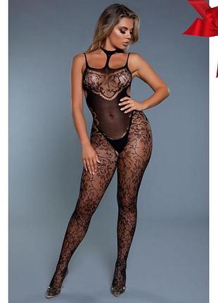 Бодістокінг сексуальний be wicked з інтимним вирізом, чорний, one size