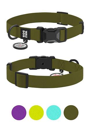 Нашийник для собак водостійкий waudog magnet c qr паспортом, магнітна пряжка-фастекс, xl, ш 25 мм, дов 38-58 см, хакі