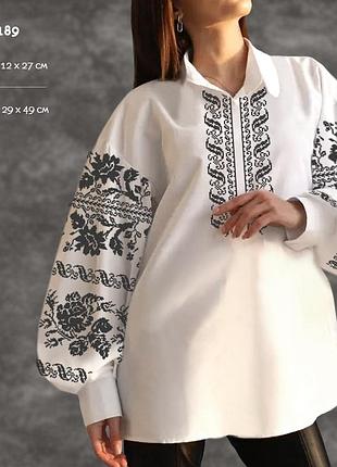 Сж-189 вышиванка женская, габардин, термопечать, белый, р 42-52, заготовка для вышивки бисером