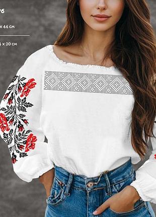 Сж-076 вышиванка женская, домотканое, термопечать, другие цвета, р 42-52, заготовка для вышивки бисером