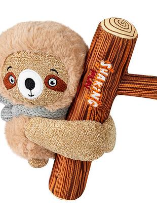 Игрушка для собак ленивец с большой пищалкой gigwi shaking fun, текстиль, плюш, 22 см