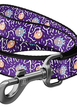 Поводок для собак нейлоновый waudog nylon, рисунок "рик и морти 2", l-xxl, ш 25 мм, дл 122 см