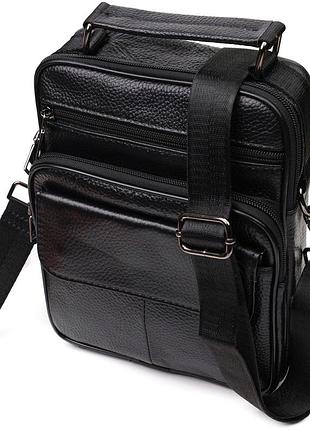 Интересная вертикальная мужская сумка из натуральной кожи vintage 21953 черная средние den 20