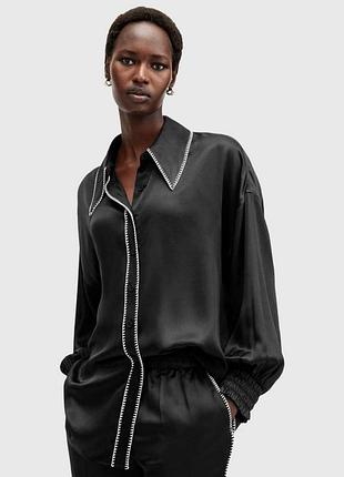 Сатиновая рубашка с воротничком allsaints р.38eur,m оверсайз