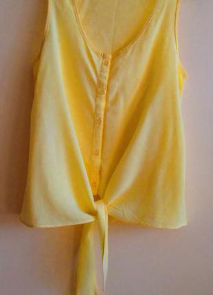 Распродажа стильная желтая блуза маечка new look натуральная размер 8