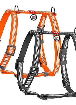 Шлея для собак водостойкая анатомическая н-образная waudog waterproof с qr-паспортом, светоотражающая, пластиковая пряжка-фастекс,