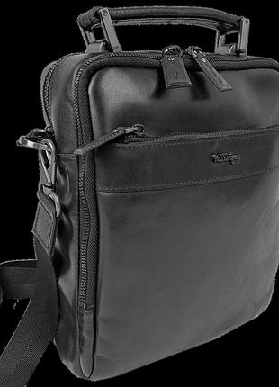 Чоловіча шкіряна сумка, борсетка mykhail ikhtyar чорна