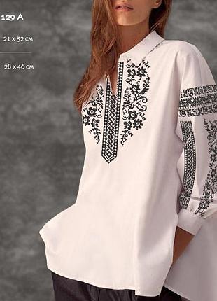 Сж-129а вышиванка женская, домотканое, термопечать, белый, р 42-52, заготовка для вышивки бисером