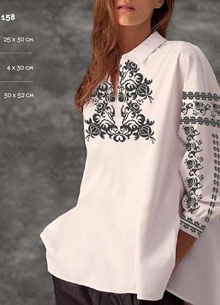 Сж-158 вышиванка женская, габардин, термопечать, другие цвета, р 54-60, заготовка для вышивки бисером