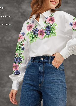 Сж-011 вышиванка женская, домотканое, термопечать, другие цвета, р 54-60, заготовка для вышивки бисером