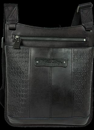 Чоловіча шкіряна наплічна сумка, планшетка mykhail ikhtyar чорна