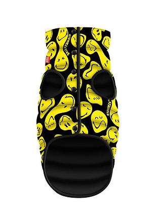 Курточка для собак waudog clothes малюнок "смайли на чорному", xs25, в 37-38 см, с 24-27 см