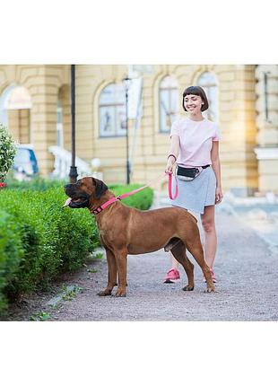Поводок для собак водостойкий waudog waterproof, s, ш 15 мм, дл 183 см розовый