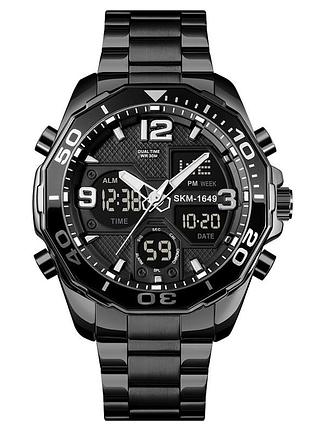 Годинник наручний чоловічий skmei 1649 (black, 1649bk)-lvr