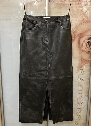 Длинная макси кожаная юбка с эффектами потертости copenhagen muse