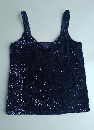 Супер красивая эффектная праздничная блуза майка топ в пайетки на бархати