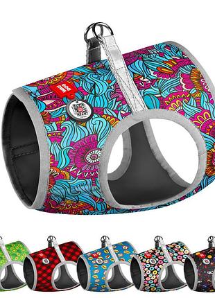 Шлея для собак м'яка waudog clothes з qr паспортом, малюнок "літо", s2, в 46-50 см, с 43-45 см