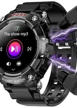 Смарт-часы с наушниками lemfo t96 original силиконовый ремешок (black black)-lvr