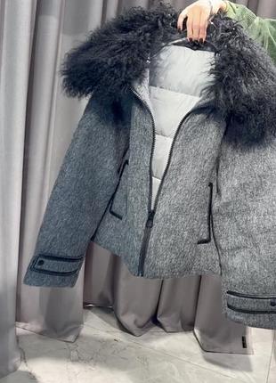 Куртка пальто пиджак размер  sml на самые лютые морозы , верблюжья шерсть, пух, натуральный мех