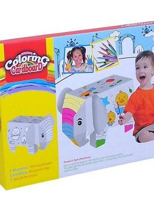 Набір для творчості "розмальовка-конструктор: слон", 12 фломастерів в наборі [tsi261588-тsі]