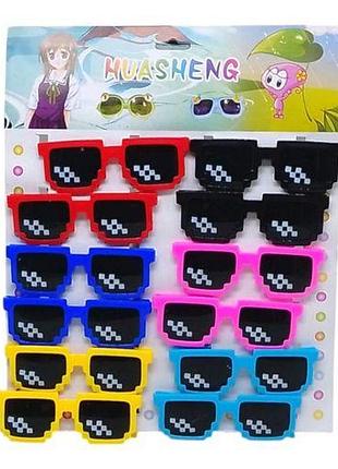 Окуляри сонячні, дитячі, 13 см, 12 шт (6 кольорів) на листі, 36,5-31-2 см [tsi260521-тsі]