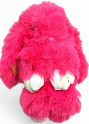 Хутряний брелок "кролик", полуничний (23 см) [tsi256607-тsі]