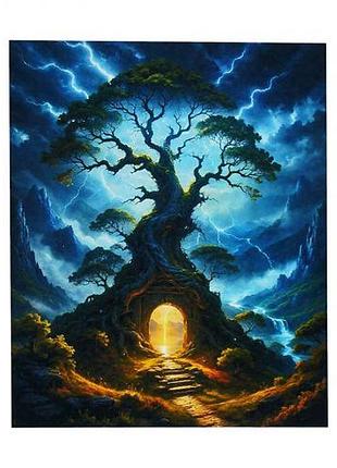 Картина за номерами "містичне дерево", 40х50 см, люмінесцентні фарби (світиться у темряві) , в коробці [tsi278