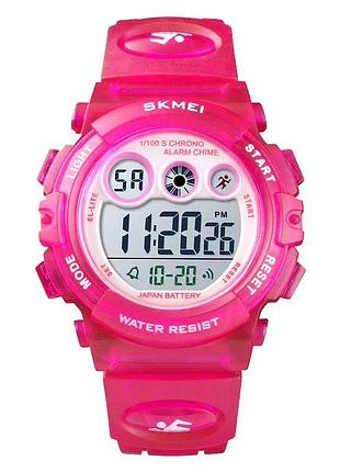 Детские спортивные наручные часы skmei 1451 темно-розовые унисекс цифровые часы с подсветкой и будильник ve-33